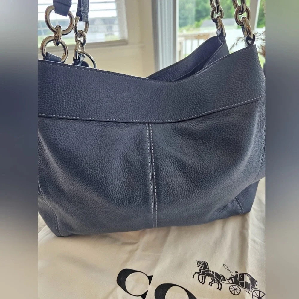 Coach Lexy F28997 Tote‎ Bag Leather Navy Blue
